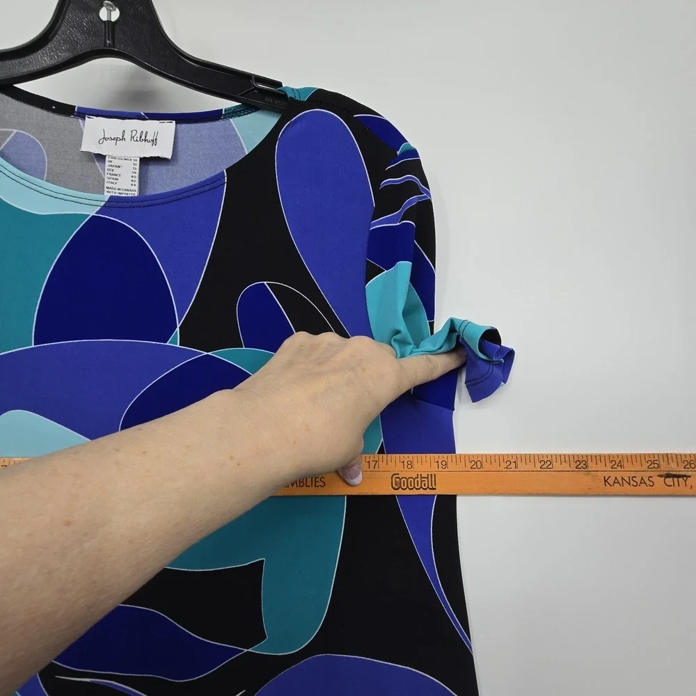 Joseph Ribkoff Abstract Dress Womens 10 Blue Stretch Swing Comfort‎ Artsy Office